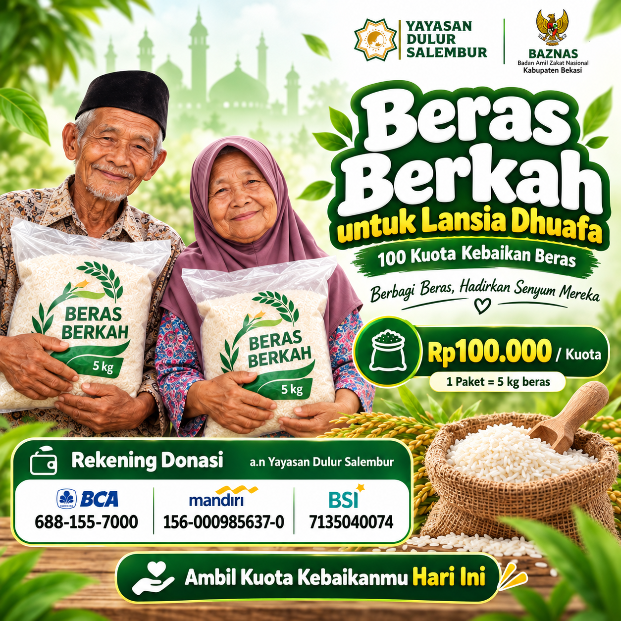 Beras Berkah untuk Lansia Dhuafa